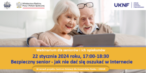 plakat webinarium, na plakacie seniorzy