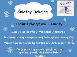 plakat śnieżny dekalog bezpieczeństwa na stoku