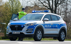 policyjny radiowóz i policjant