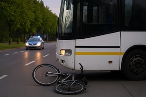 autobus, rower i radiowóz